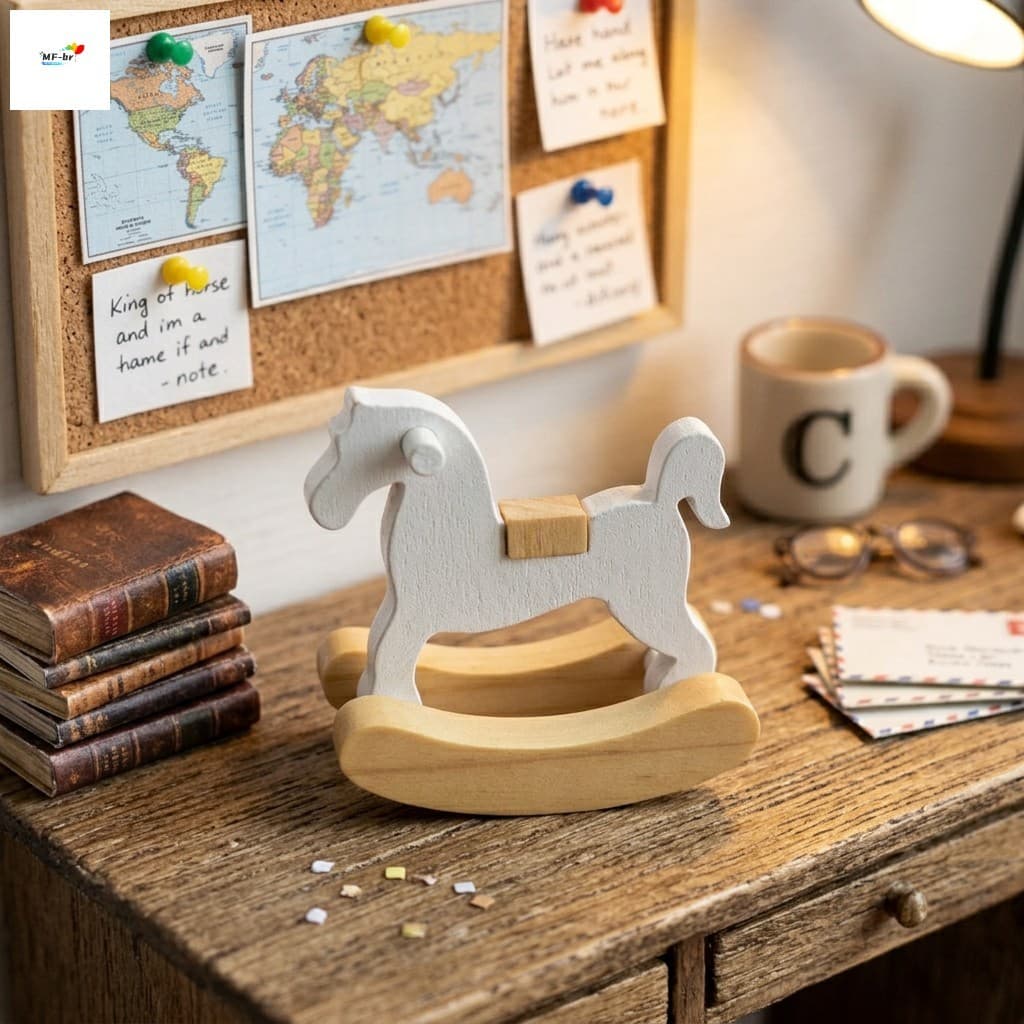 Modelo De Cavalo De Balanço Em Escala 1/12-Ornamento Colecionável Feito À Mão Para Decoração De Cena Clássica