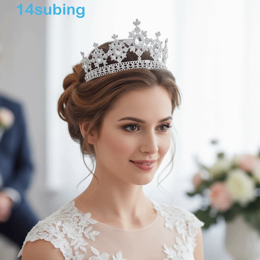 SUBING Coroas De Tiara Vintage , Joias Elegantes E Brilhantes Para Cabelo De Noiva Casamento , Capacete De Cristal Requi