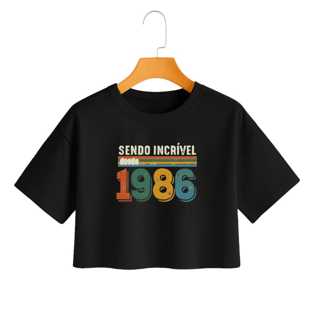 BLUSA CROPPED ANOS 1986 BLUSA VINTAGE ANOS ANIVERSARIO 40 ANOS