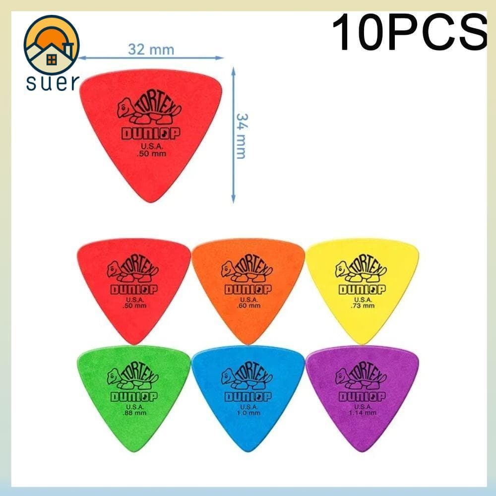 SUEBR 10 Peças Palhetas Para Guitarra Dunlop , Estilo Antiderrapante 0.5/0.6/0.73/0.88/1.0/1.14MM Elétrica , Delrin