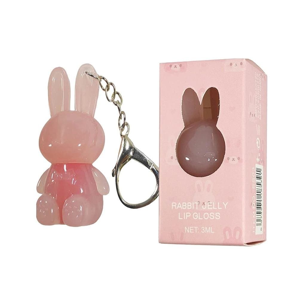Batom Little Bunny 3ml - Design de coelhinho fofo, brilho espelhado, dura 24 horas - Cor de lábios rosa para um visual n