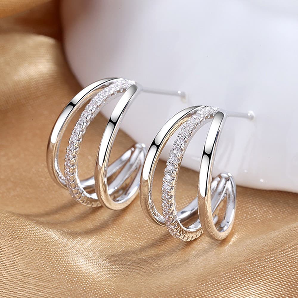 925 prata esterlina simples elegante três linhas forma de garra brincos de alta qualidade Design multifuncional jóias de