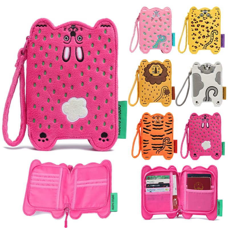 Ruoyu Workshop RUOYUSTUDIO Original Bonito Animal Porta-passaporte de viagem Porta-cartões de presente Bolsa de armazena