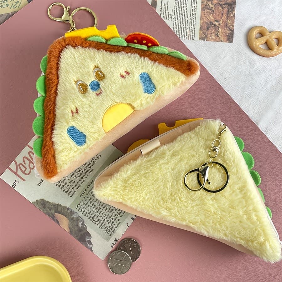 Bolsa de Moedas em Forma de Pão Francês, Bolsa de Pão Realista, Porta-Moedas para Estudantes, Bolsa de Armazenamento de