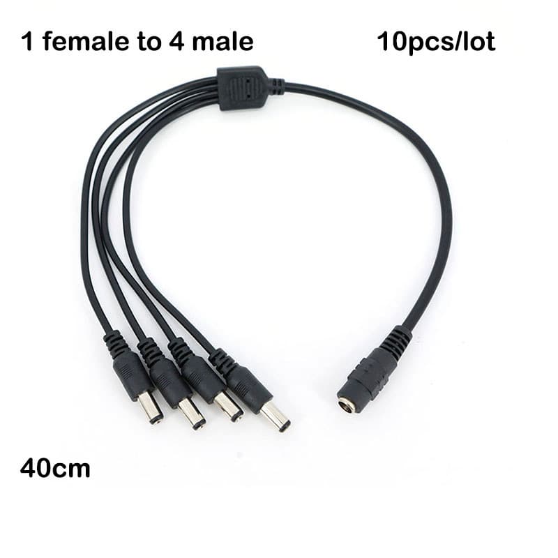 10x0.4m DC 12v 24v 1 Fêmea Para 4 Vias Macho Plug Fonte De Alimentação Cabo Divisor Estender Adaptador 5.5x2.1mm BRD1