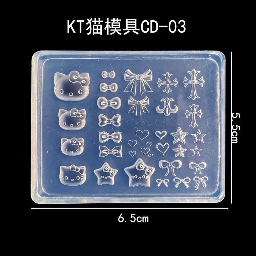 Manicure KT gato Hellokitty arco molde Silicone escultura mão vara flor rosa maçã urso moedor