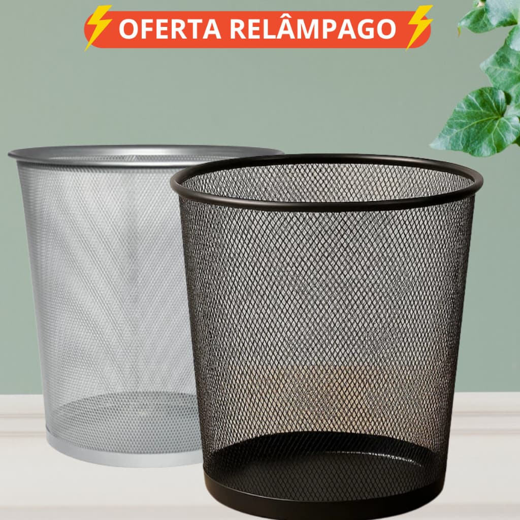 Lixeira Metal De 10 Litros Aramado Cesto Lixo Reforçado Para Escritório