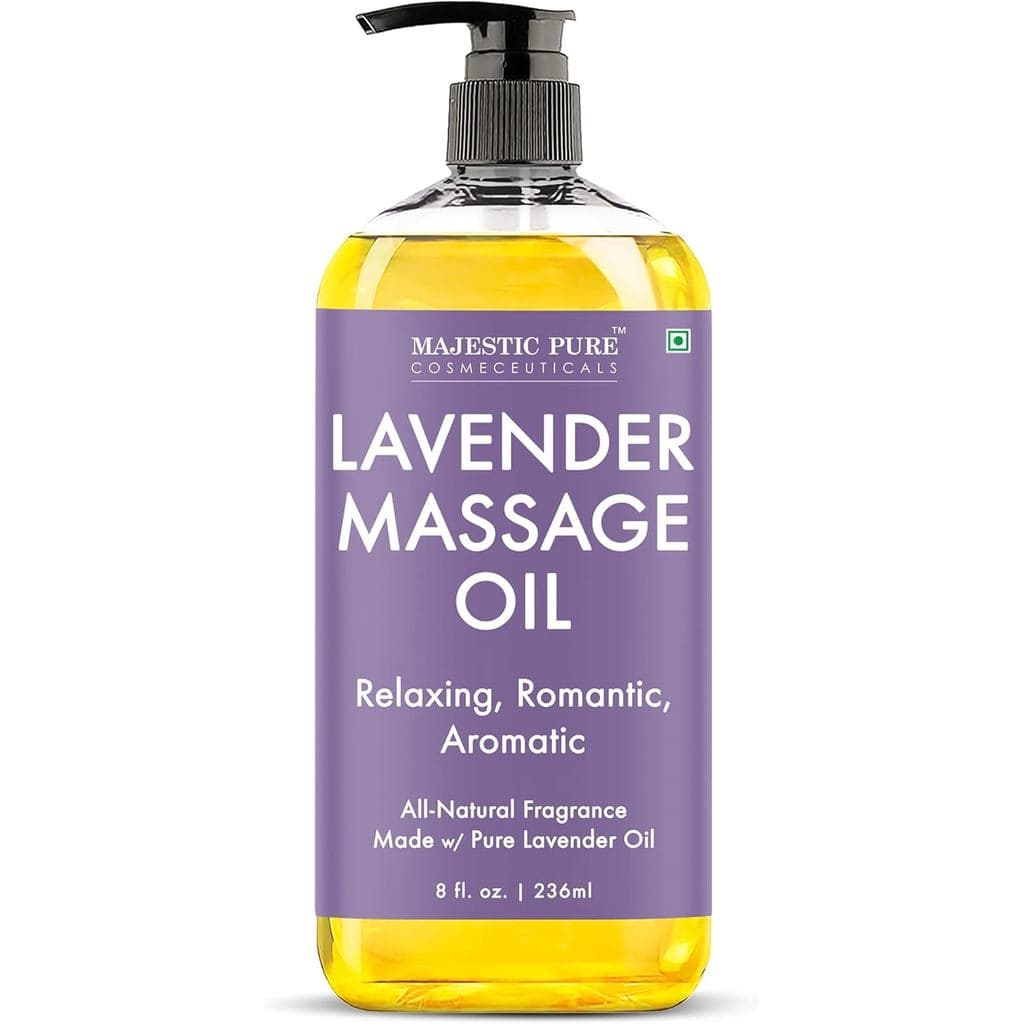 Óleo de Massagem MAJESTIC PURE Lavanda para Terapia de Massagem - Refrescante e Relaxante - Óleos com Óleo Essencial de