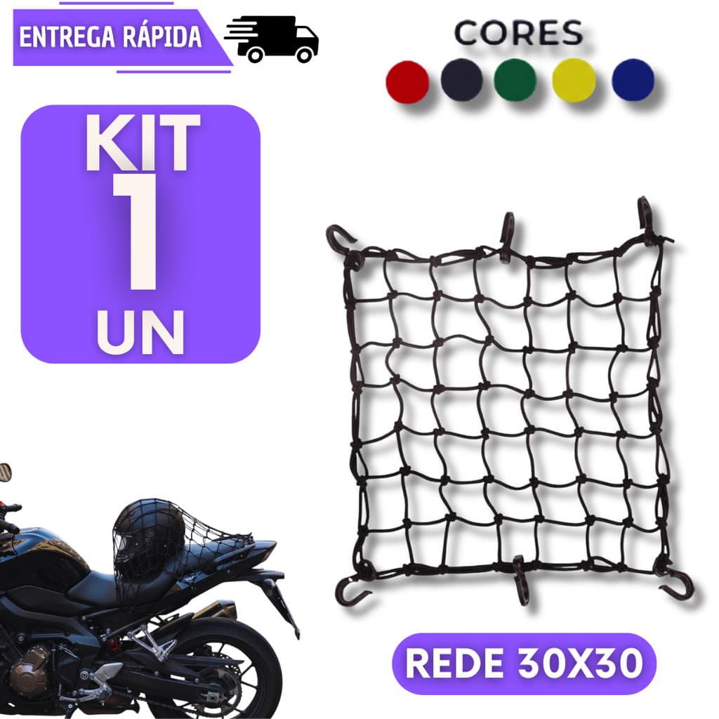 Rede Elastica Para Moto Capacete Bike Tipo Aranha Com 6 Ganchos Redinha Acessório Rede Prender Bicicleta