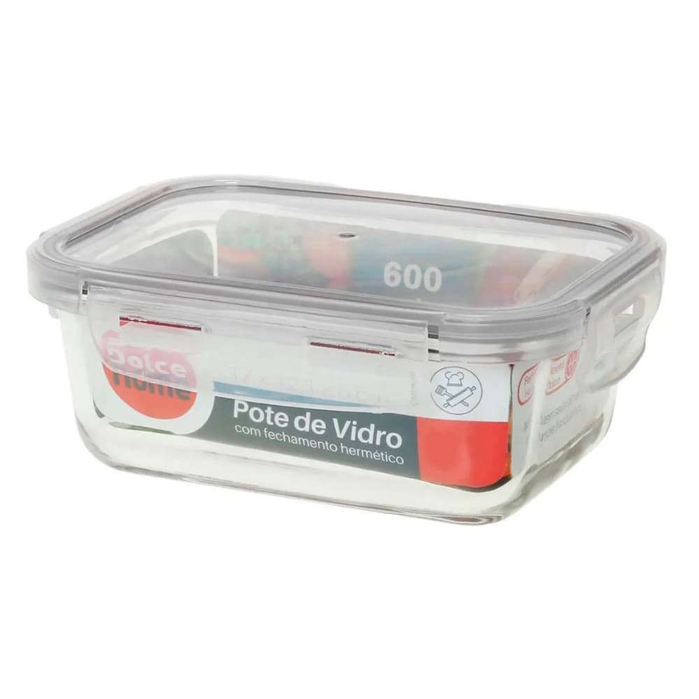 Pote Hermético 660ml Vidro Tampa Vedação Forte Organizador de Alimentos Cozinha