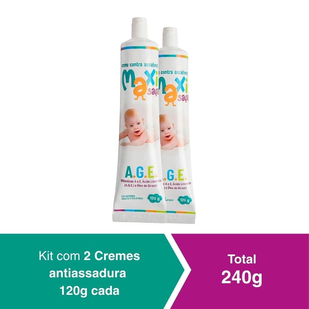 KIT Creme Pomada de Assadura Vit AGE 120g  Cada Maxi Baby