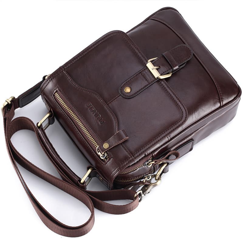 Novo estilo de couro genuíno bolsa de ombro masculina Retro grande capacidade saco do mensageiro viagem pequena bolsa de