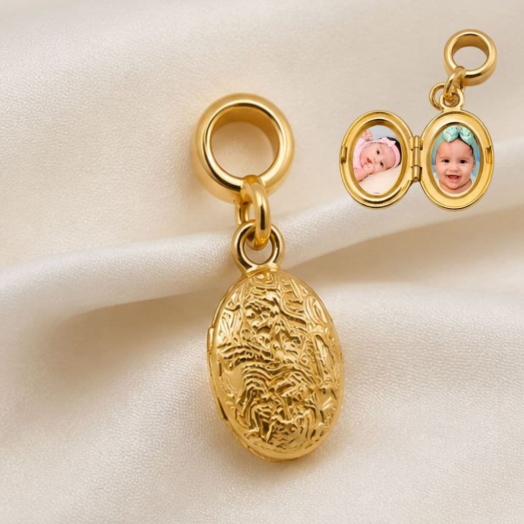 Berloque Relicário Com Fotos Ouro 18k Para Pulseira Banhado