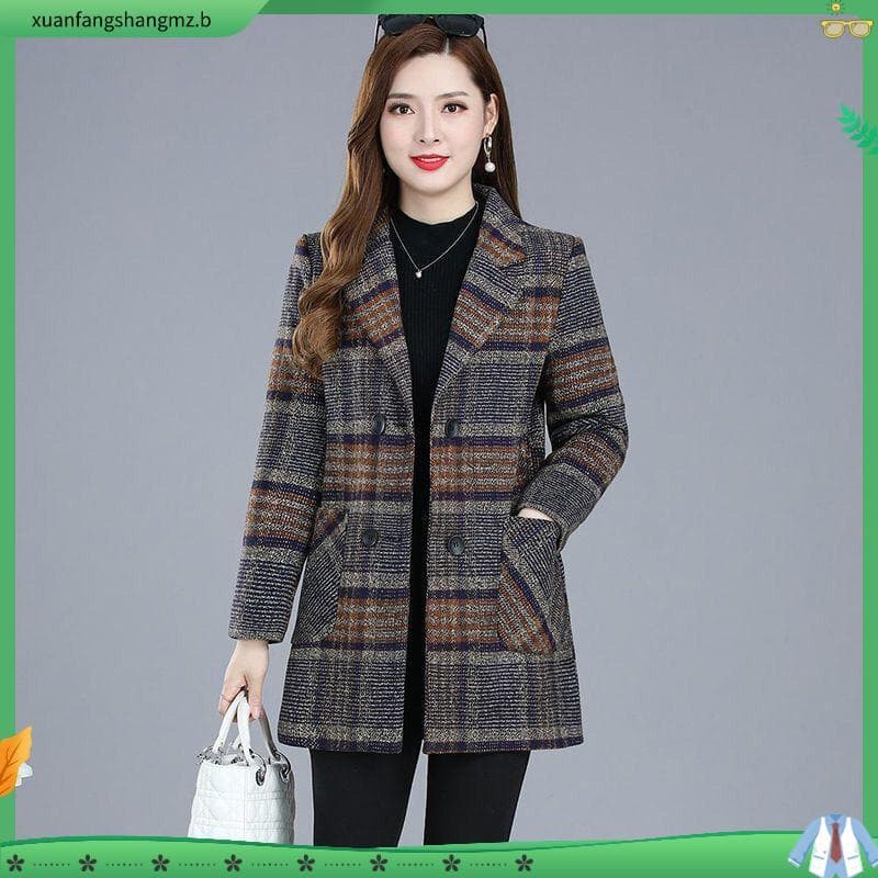 Outono-Inverno Feminino Espesso Comprimento Médio Outwear Coréia Casaco De Lã Liso