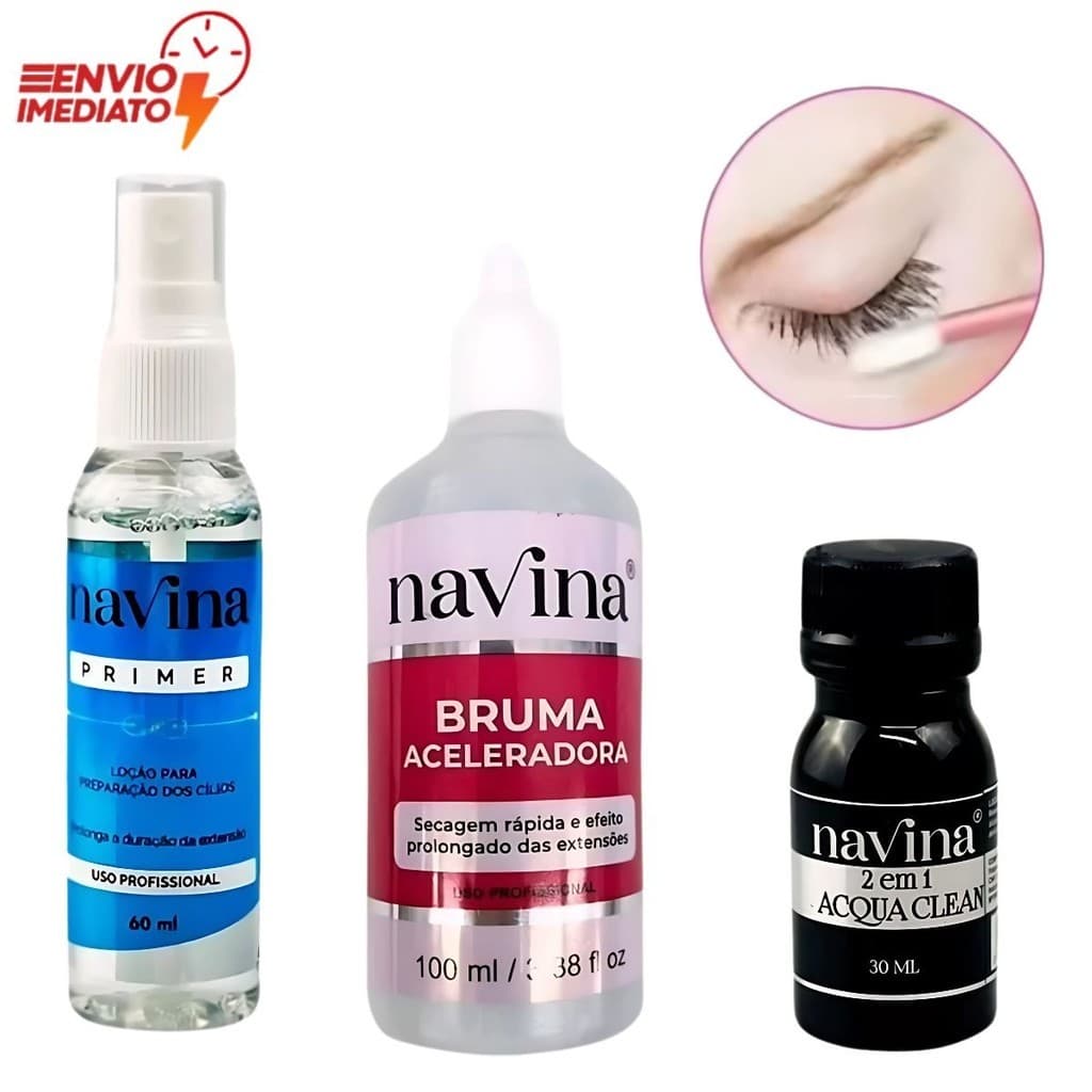 Kit Bruma Aceleradora 100ml + Primer 60ml + Acqua Clean 30ml Navina