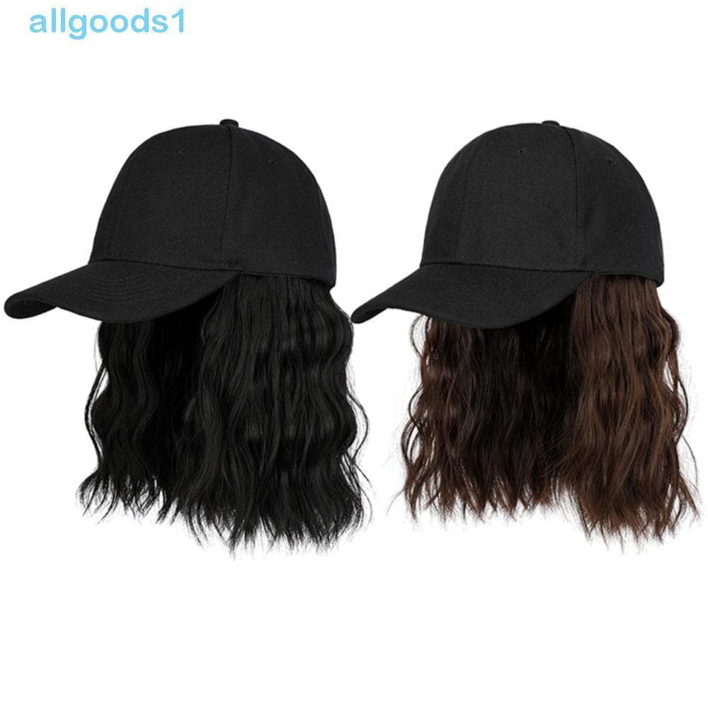 ALLGOODS Boné De Beisebol Bob Peruca De Cabelo , Sol Hip Hop Preto Chapéu , Médio Longo Curto Encaracolado Onda