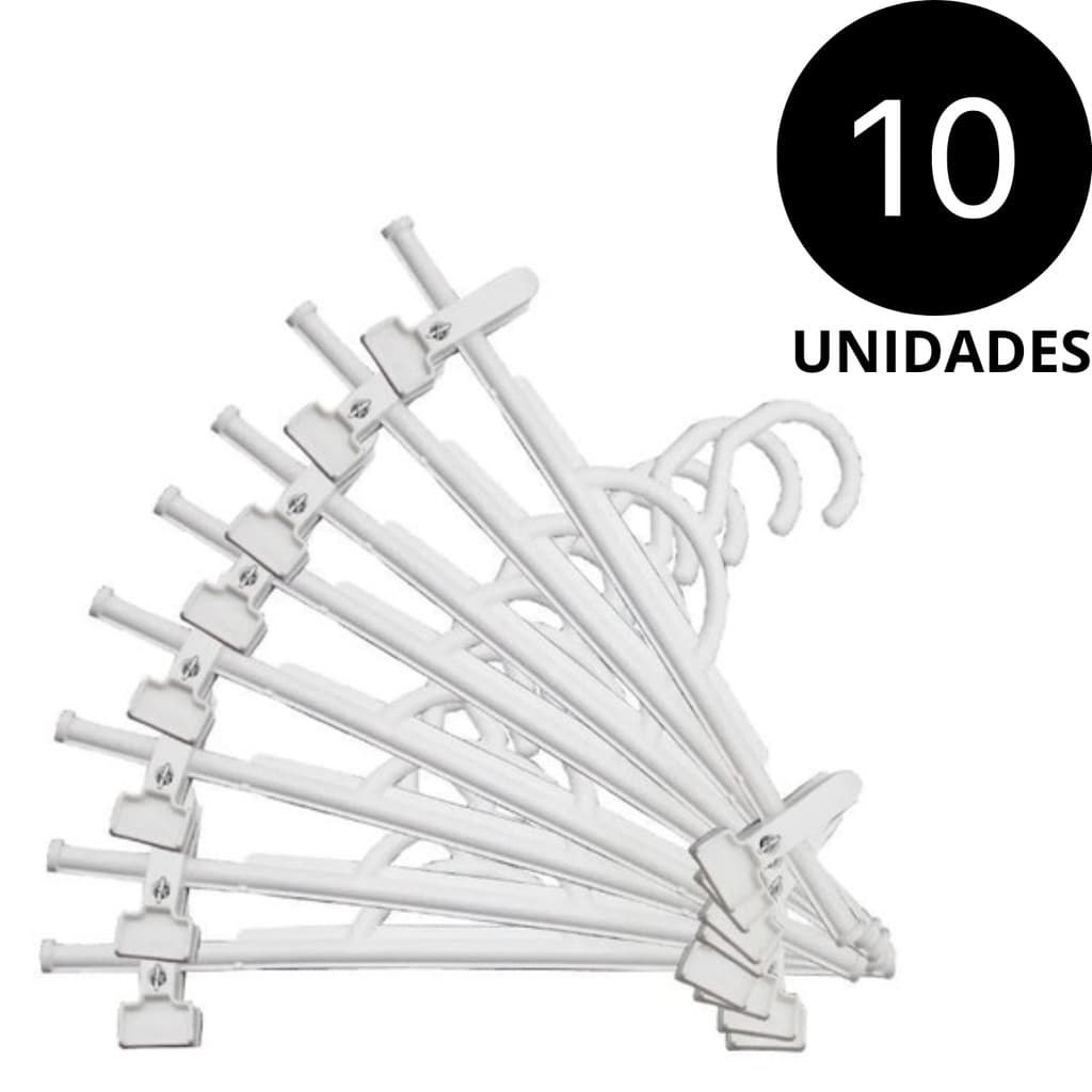 Kit 10 Cabides Para Saia E Shorts Com Presilha  Reforçado - ACRÍLICO