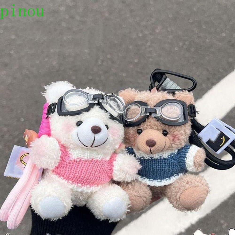 PINOU Piloto Urso Chaveiro , De Pelúcia Animal , Bonito Saco De Boneca Pingente Feminino Meninas
