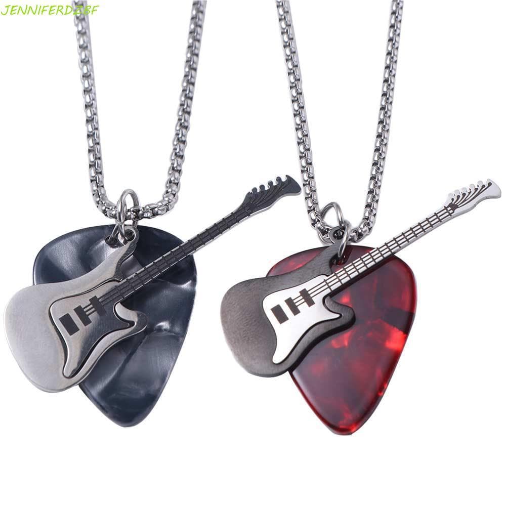 Colar Com Pingente De Palheta De Guitarra JENNIFERDZBF , Gargantilha De Corrente Punk De Aço Titânio , Vintage