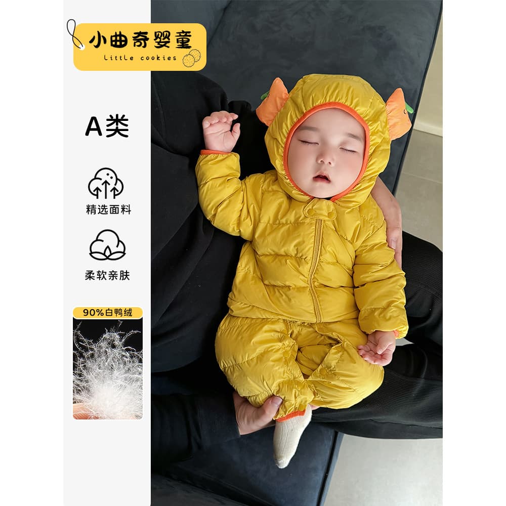 Bebê para baixo jaqueta roupas de inverno mais veludo quente macacão bebê outono inverno roupas do bebê pequeno mensal O