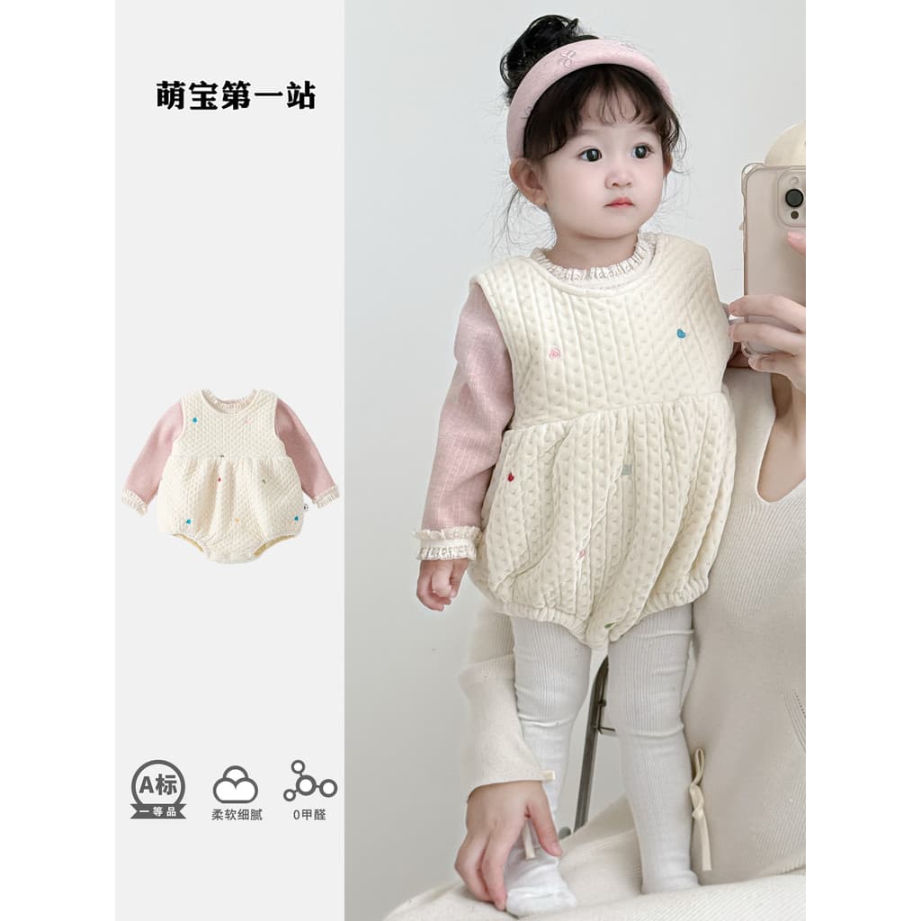 Versão coreana roupas de bebê menina outono inverno forro de lã terno um ano de idade moda moletom princesa passeio de d