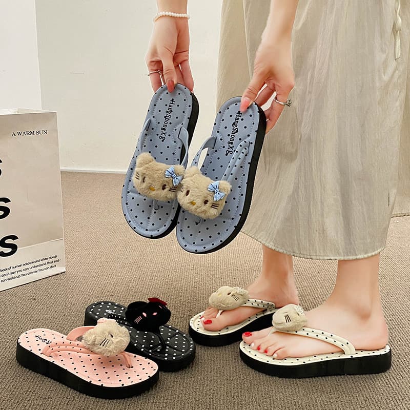 Verão novo estilo dos desenhos animados estilo bonito chinelos de sola grossa feminino exterior Wear moda All-Match prai