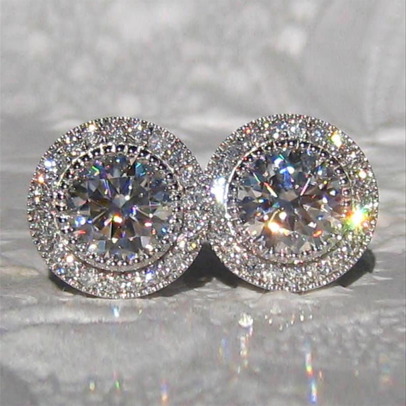 S925 prata esterlina zircão brincos moda simples jóias senhoras brincos presente de casamento atacado