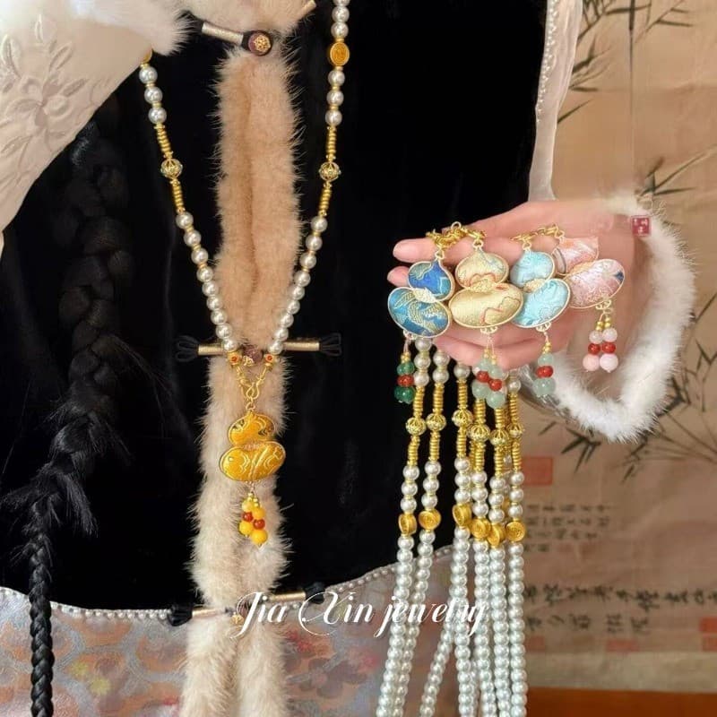 " Jiaxin Handmade " Song Jinxin Chinês Dupla Face Cabaça Colar De Pérolas Estilo Nacional Acessórios Étnicos Cheongsam S