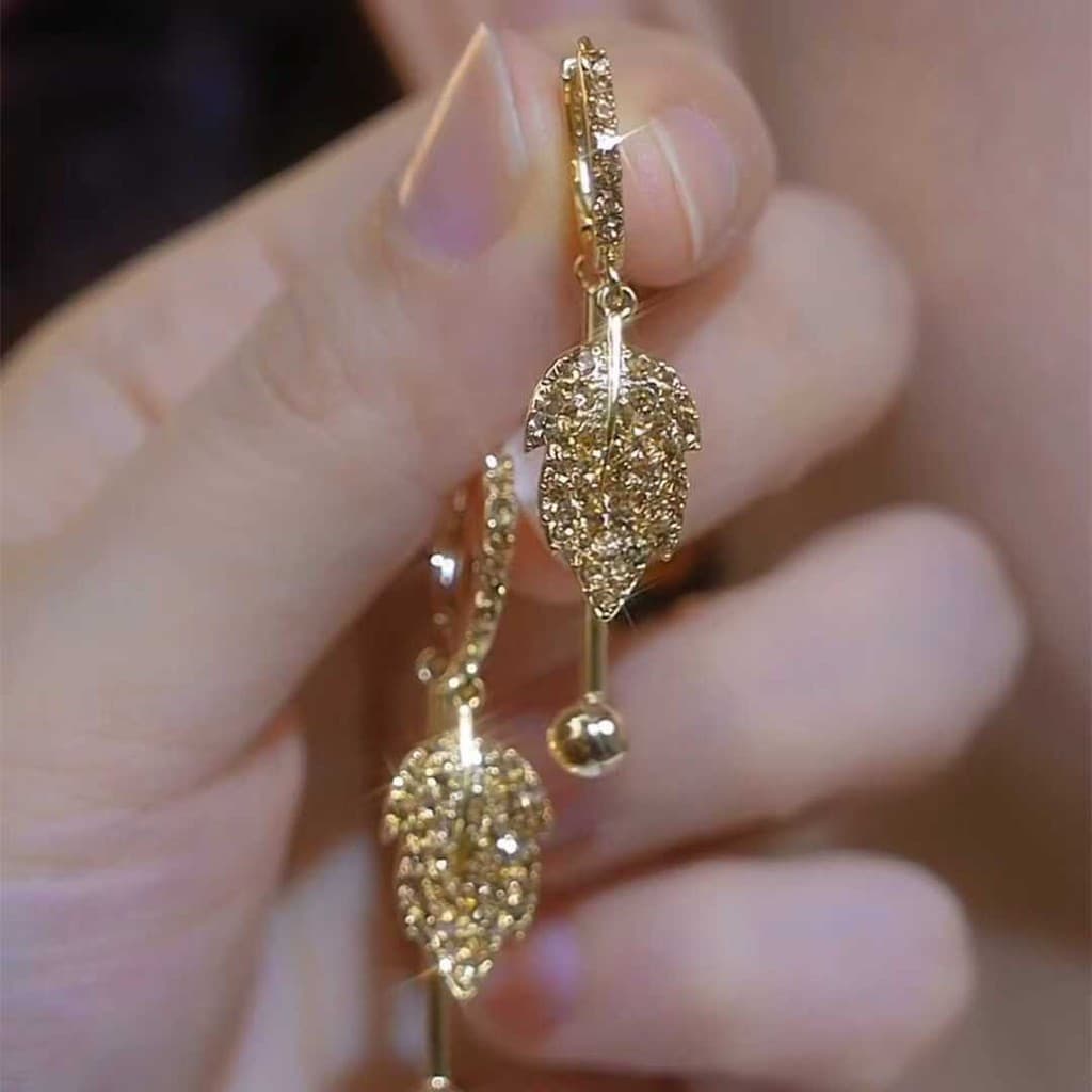 Brincos de borla de bola dourada de cristal de folha marrom moda feminina acessórios diários exclusivos joias de festa