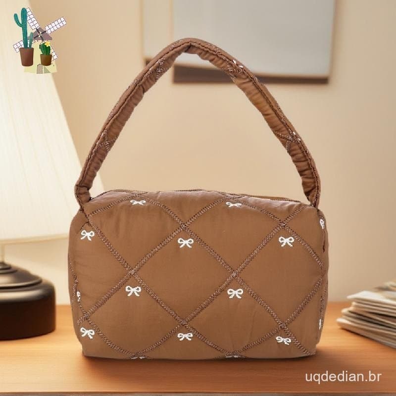 Bolsa De Maquiagem Com Laço Fofo , Cosméticos Portátil De Grande Capacidade Para Meninas , Bolsas De Armazenamento Portá