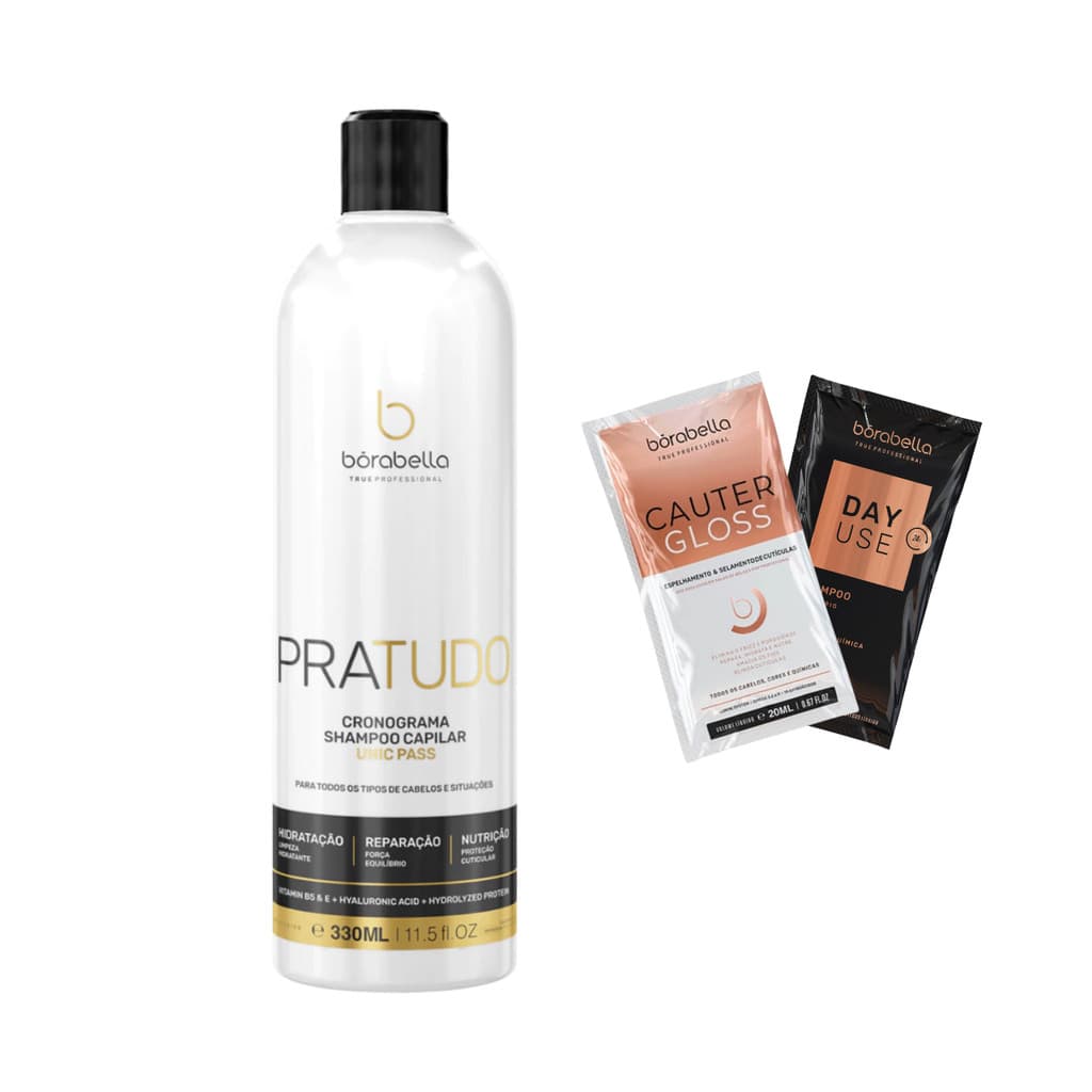 Borabella Shampoo Pra Tudo Multifuncional Hidrata Nutre Repara 330ml p/ Todos os Tipos de Cabelo