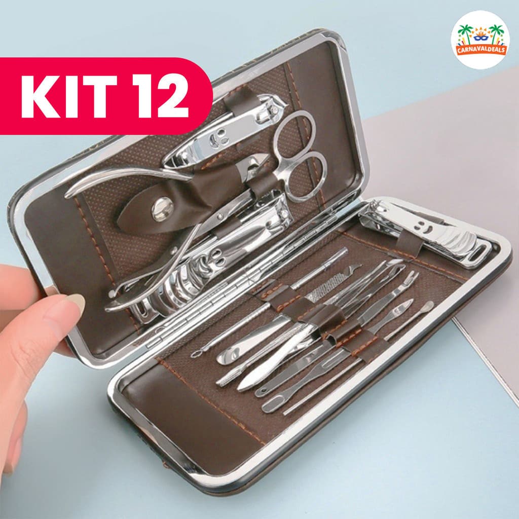 Equipamento portátil de Manicure com unhas, pinças e tesouras