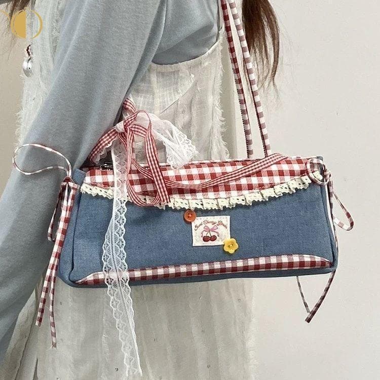 Bolsa De Ombro Único De Verão-Crossbody Fashion Com Padrão Escocês
