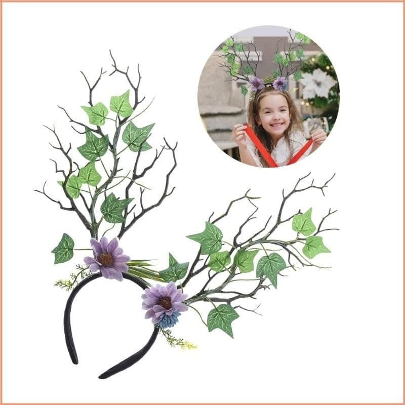 Yao Soft Flowers Antlers Tiaras Confortáveis Chidren Estilos Adoráveis Peruca