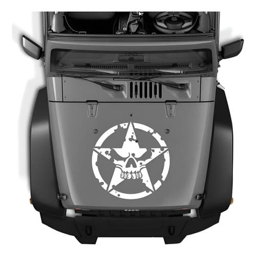 Adesivo Carro Jeep Renegade Skull Estrela Us Army T4 50cm Branco