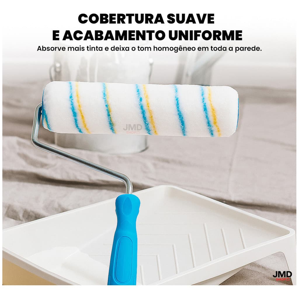 Rolo de Lã Sintética 25cm Pintura Suave em Paredes e Tetos