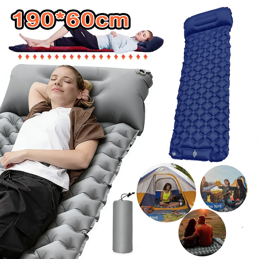 Colchão De Dormir Inflável Dobrável Portátil Airbed Para Camping Ao Ar Livre 190*60cm