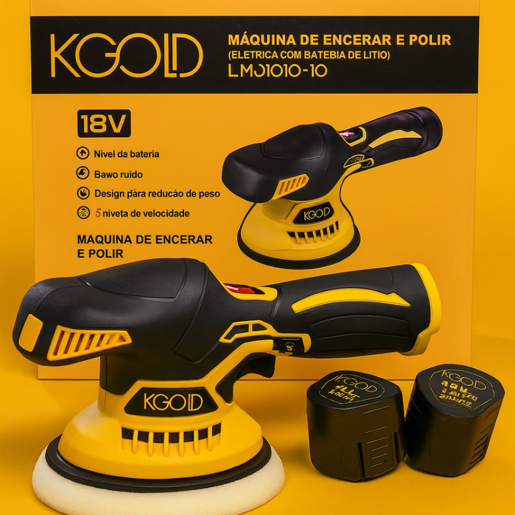 Politriz Automotiva Sem Fio KGOLD 18V com 2 Baterias Máquina De Polimento Rotativo De Trilhas De Automóveis