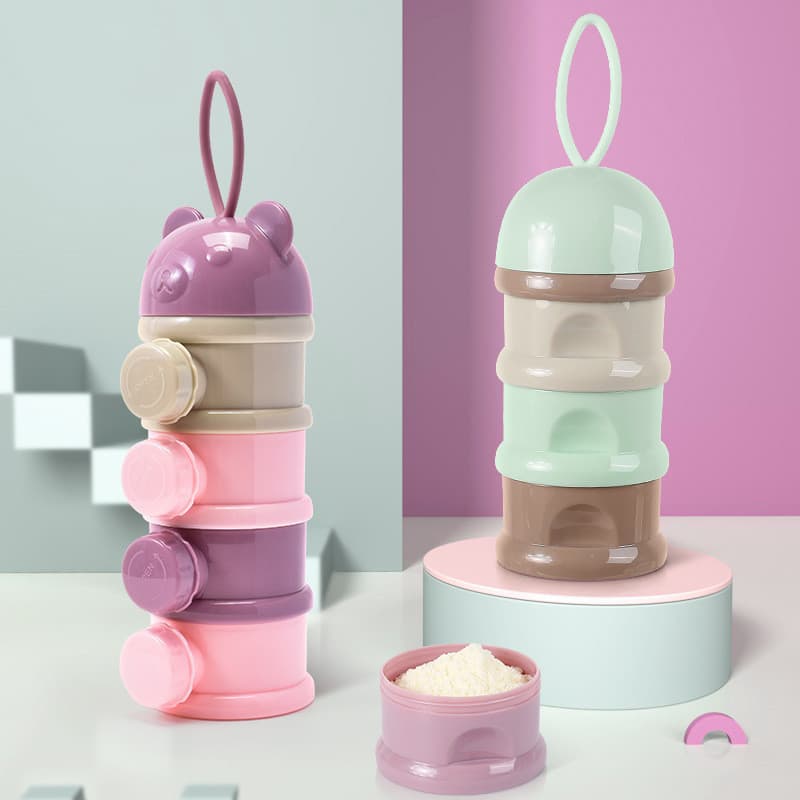 3/4 Camadas Estilo Urso Portátil Caixa De Armazenamento De Comida Para Bebê Múltiplas Aberturas Cereal Dos Desenhos Anim