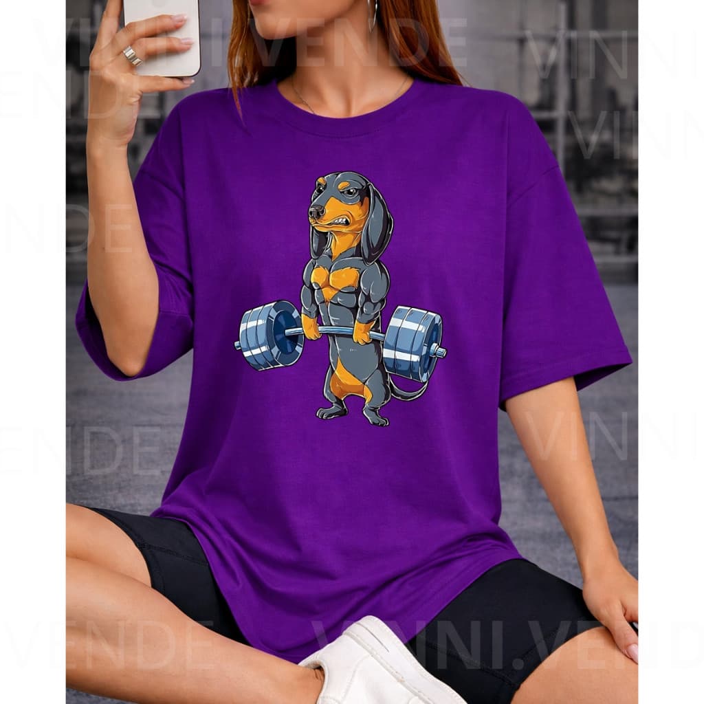 Camiseta Cachorro Fitness Academia Roxa Premium Minimalista Algodão Conforto Luxo Casual Top