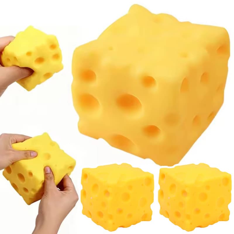 Brinquedo de apertar em formato de queijo - Alívio do estresse - Decoração de mesa - Portátil - Recuperação lenta - Aper