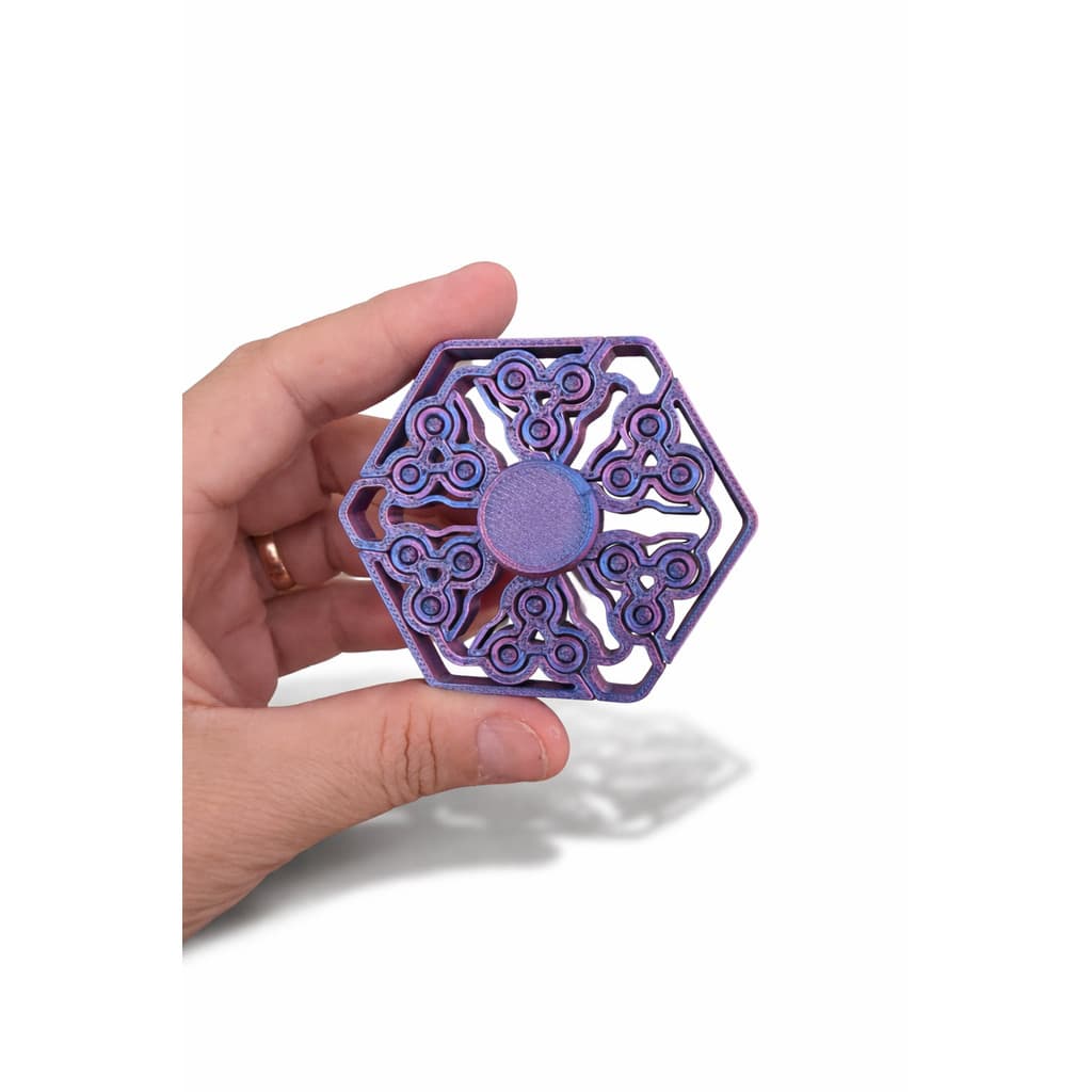 Fidget Spinner Hexagonal Articulado Impressão 3D Premium