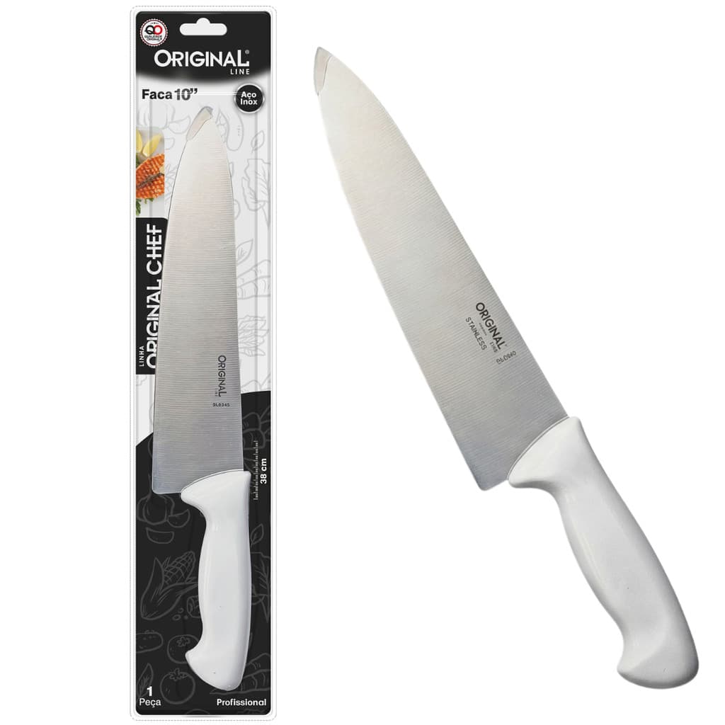 Faca Aço Inox 10 Pol Profissional Carne Churrasco Chef
