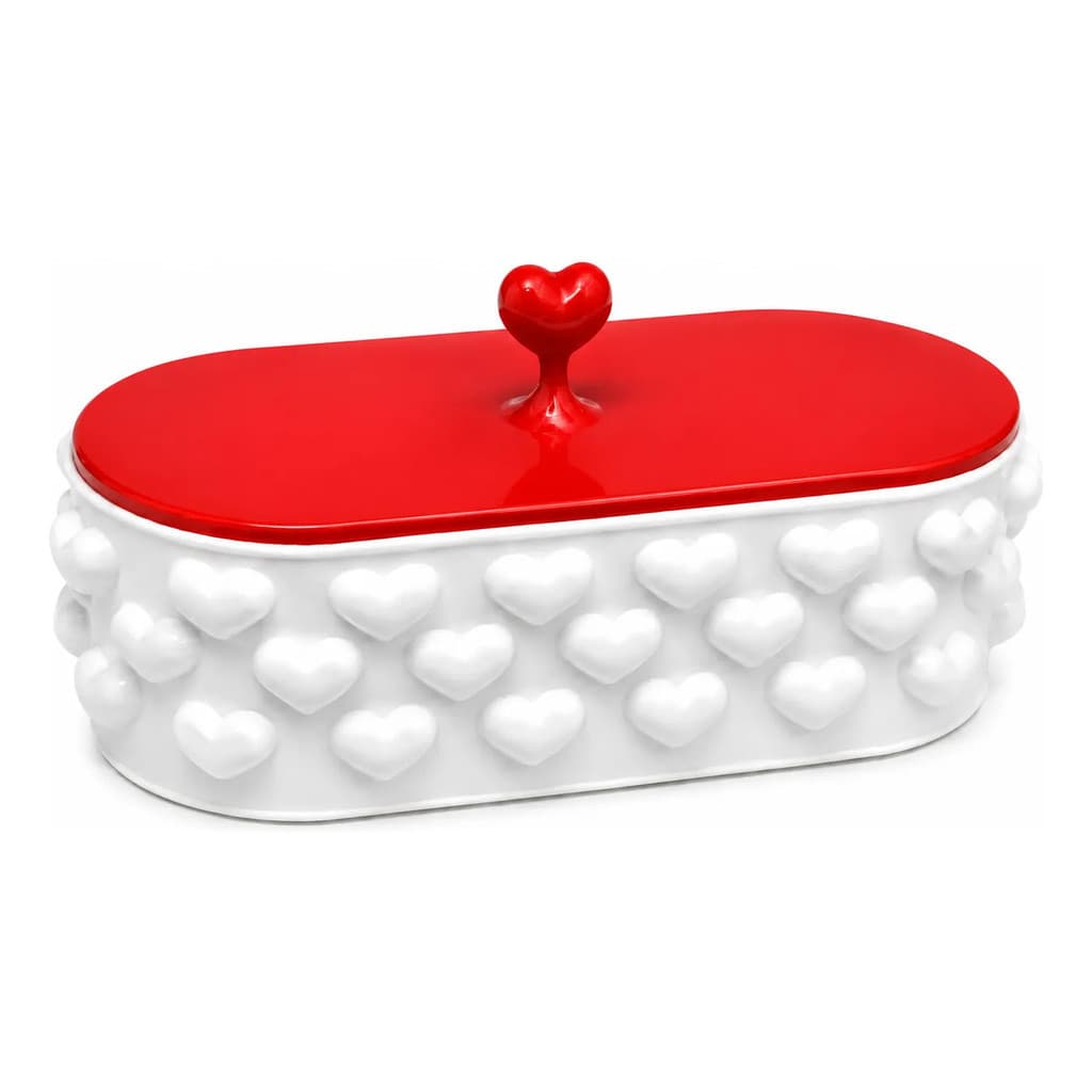 Caixa Porta Joias Coração Branco Tampa Vermelho - Home Think