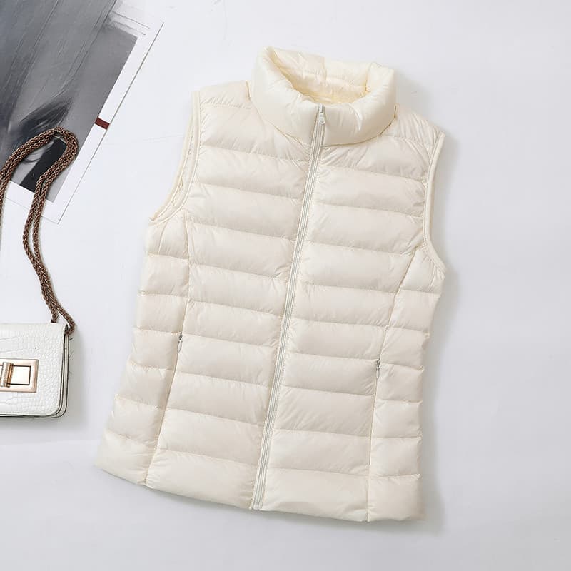 (12 cores) Colete Feminino Uniqlo Leve de Pluma Sem Mangas de Alta Qualidade e Quente 9KOE