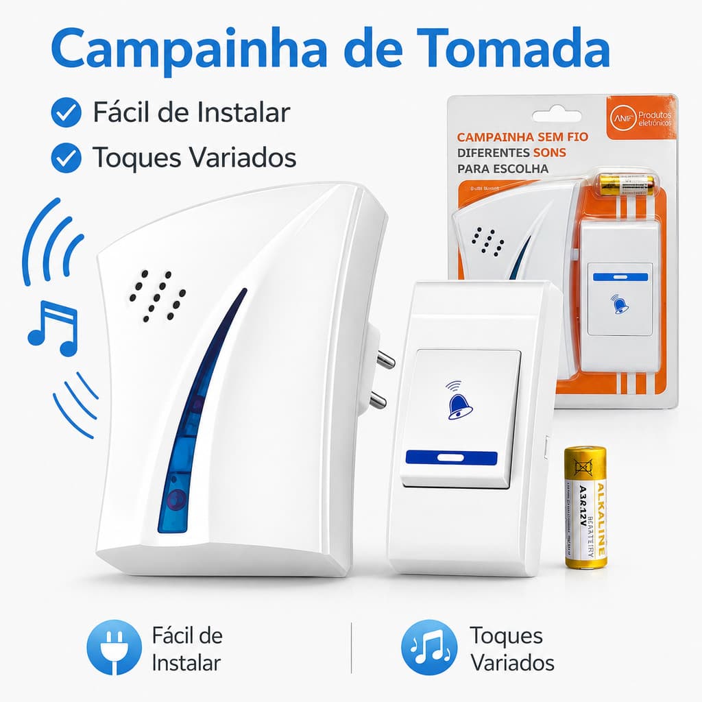 Campainha Residencial Sem Fio Wireless 100m