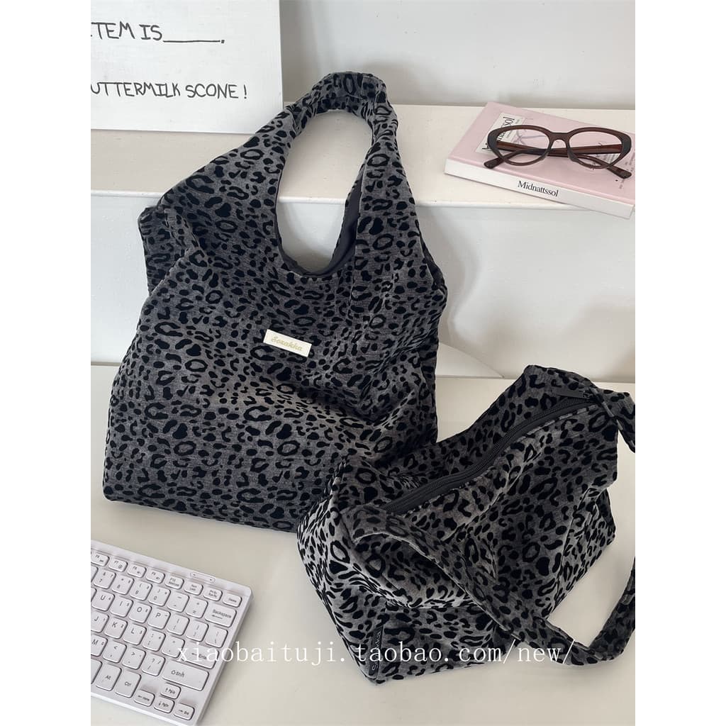 Pequeno coelho branco novo estilo Retro leopardo impressão saco feminino Casual grande capacidade All-Match bolsa de omb
