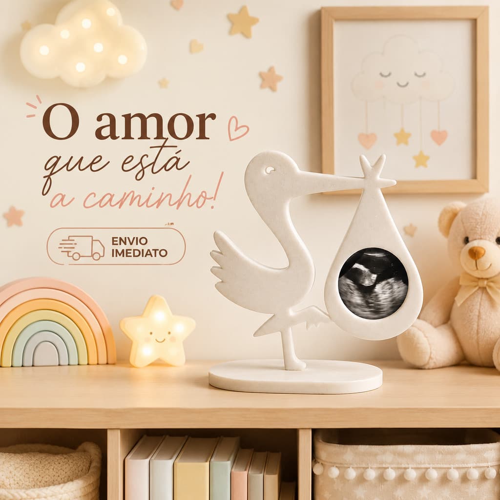 Porta Retrato Cegonha para Ultrassom - Lembrancinha de Recordação