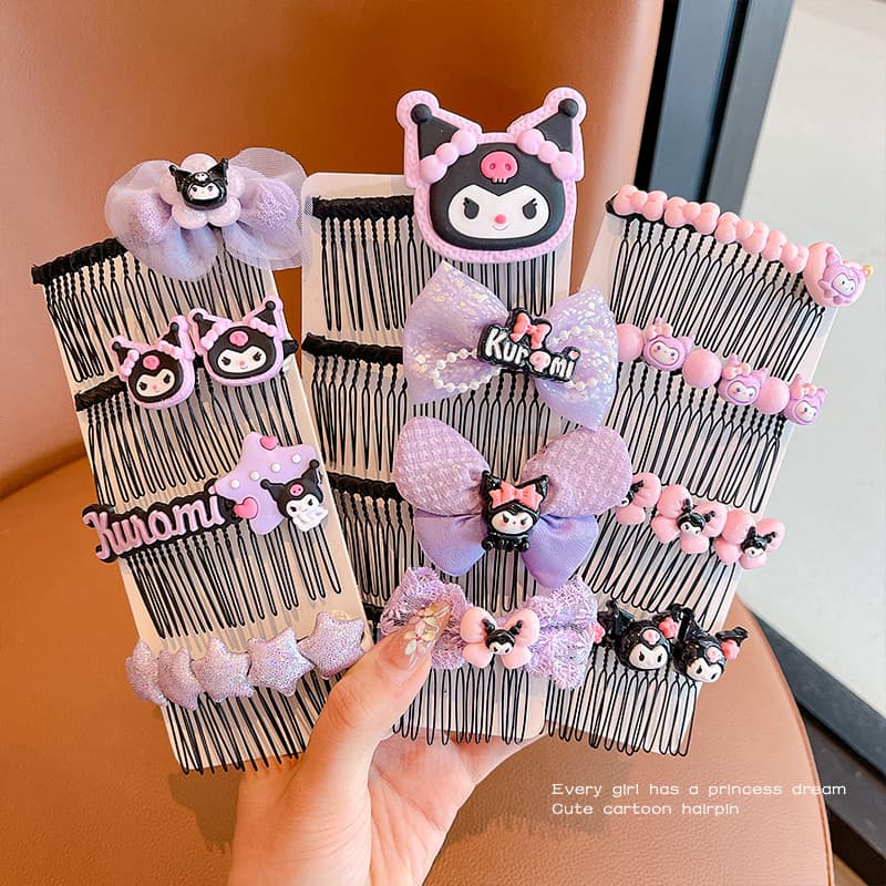 Kuromi crianças inserir pente meninas cabelo quebrado arrumado ferramenta útil menina dos desenhos animados franja pente