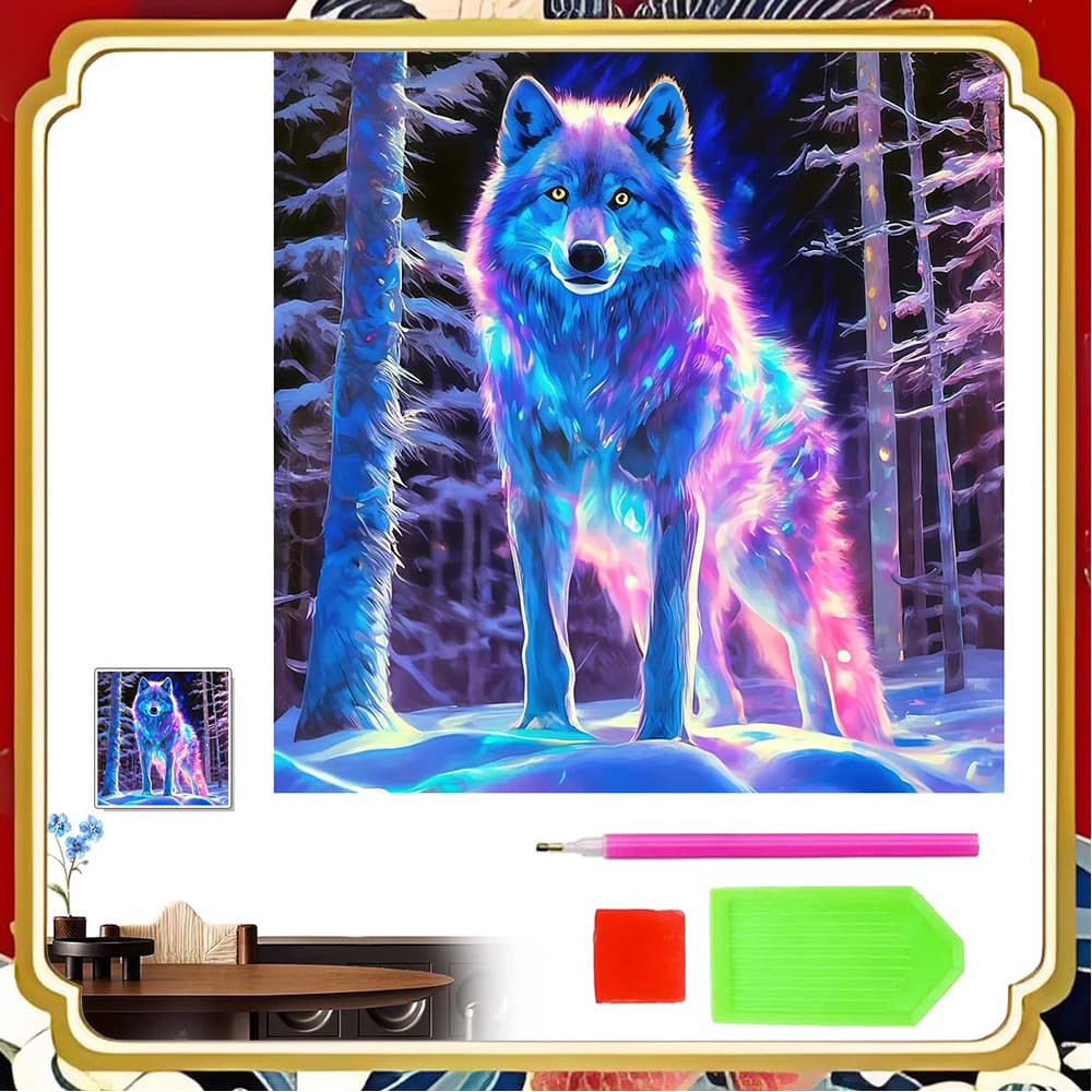 30 x 30 cm Criativo Icefield Phantom Wolf Paisagem Pintura Diamante Casa Kit de Pasta de Mão